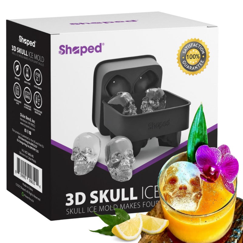 ShapedIceMolds 3D Large Skull Ice Cube Mold Tray, Round Whiskey Ice Mold with Lid for Whiskey Drinkers, Bartenders, Gift Exchanges, Home Bar Enthusiasts and Holiday Gifts - Image 1